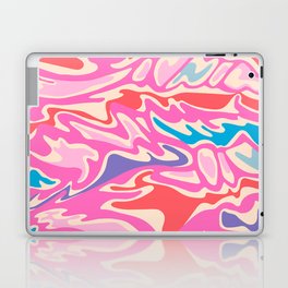 FLOW MARBLED ABSTRACT in FUCHSIA PINK, RED AND BLUE Laptop Skin