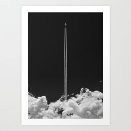 Flight Art Print | Black And White, Flight, Airplane, Clouds, Trace, Plane, Cloud, Explore, Minimalist, Free 