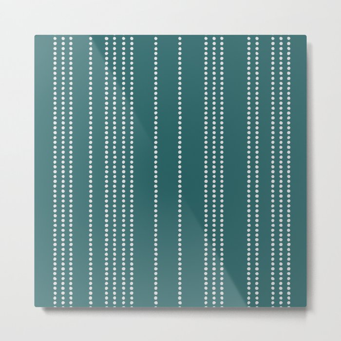 Ethnic Spotted Stripes in Teal Metal Print