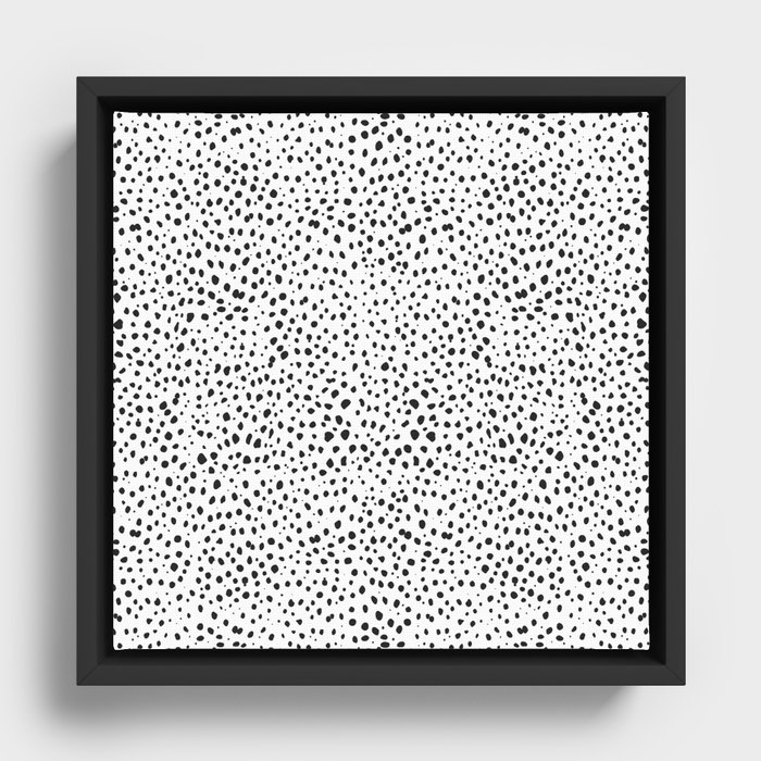 Dalmatian Spots - Black and White Polka Dots Framed Canvas