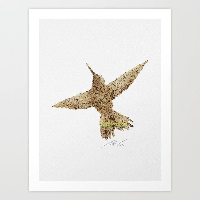 Dotted Hummingbird_Yellow Art Print