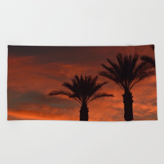 Palm Sunset - II Beach Towel
