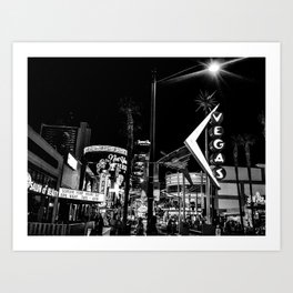 Las Vegas street black and white photography Art Print