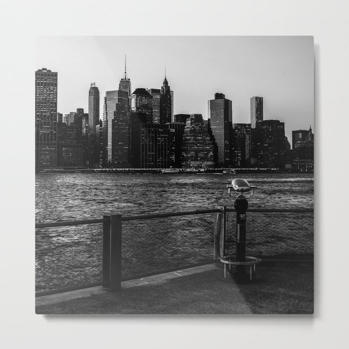 New York City Manhattan skyline at sunset black and white Metal Print