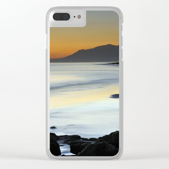 "Serenity beach". Orange sunset Clear iPhone Case