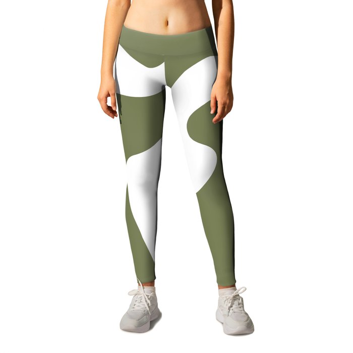 Army green abstract Leggings