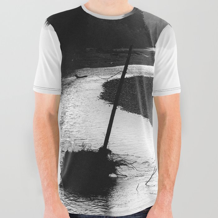 Olympic National Park Black and White All Over Graphic Tee