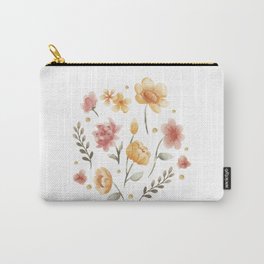 Bloomy flowers and leaves watercolor Carry-All Pouch