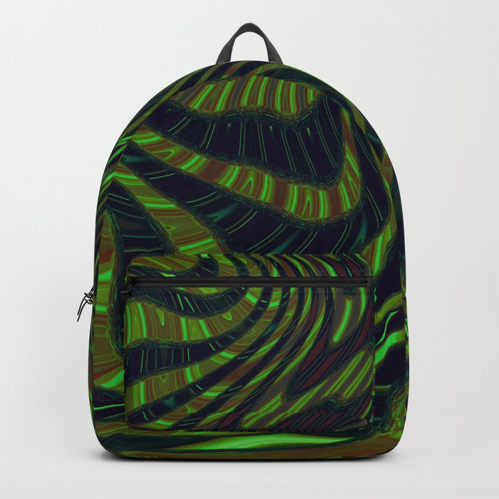 Dark Green Line Abstraction Backpack