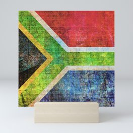 South Africa Flag In Grunge Style Mini Art Print