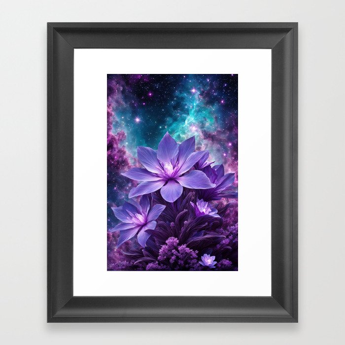 Purple crystal flowers Framed Art Print