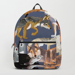 Wolves pattern in dark blue Backpack