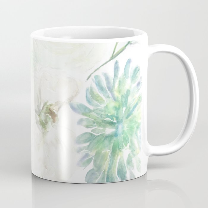 Handmade white flowers watercolor composition  Coffee Mug