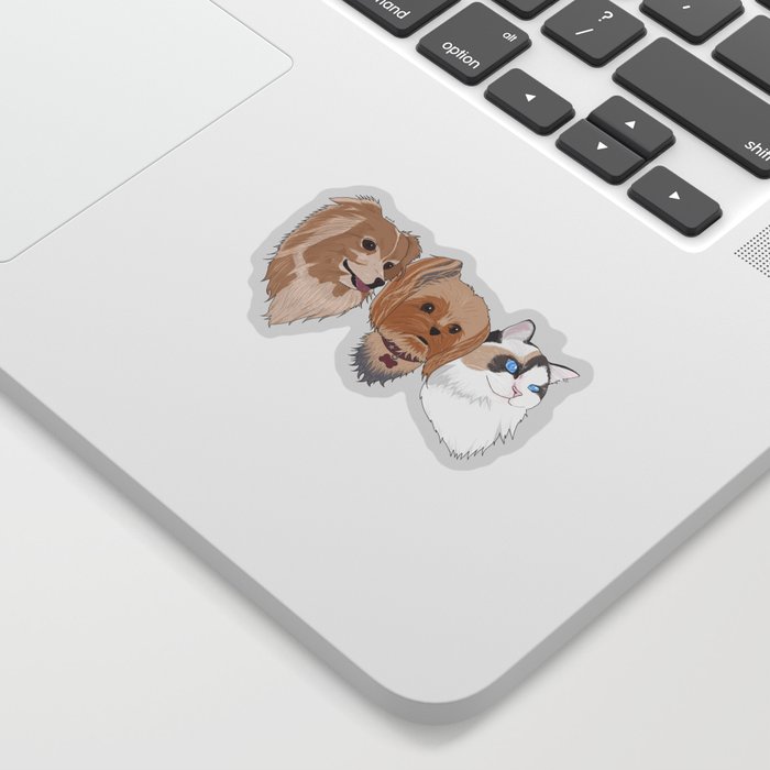 Chihuachs Milu, Yorkshire Terrier Lia, Ragdoll Sora By Rukapple Sticker
