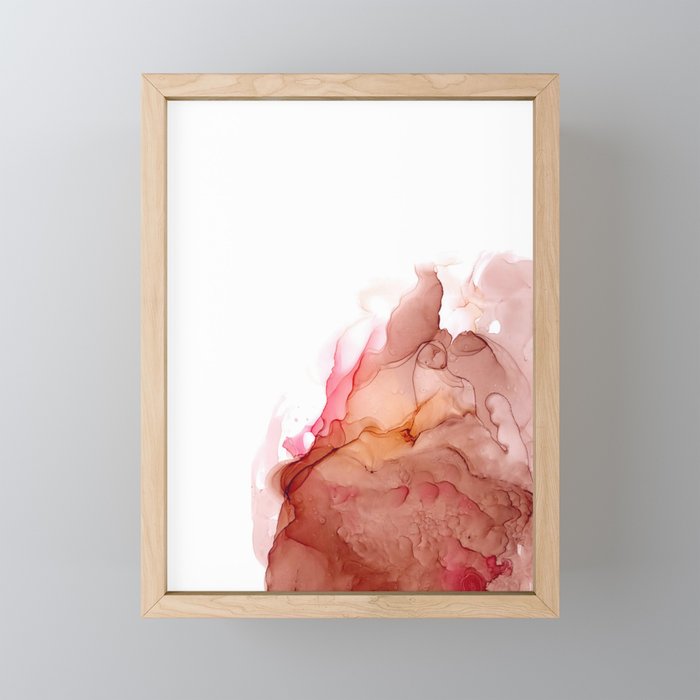 A hot raging red flame with small voluminous curls in the center Framed Mini Art Print