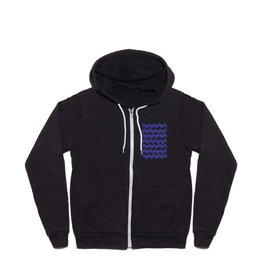 Hand-Drawn Chevron (Navy Blue & White Pattern) Zip Hoodie