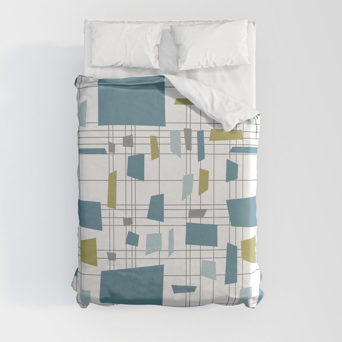 Retro Geometric Abstract Pattern Duvet Cover