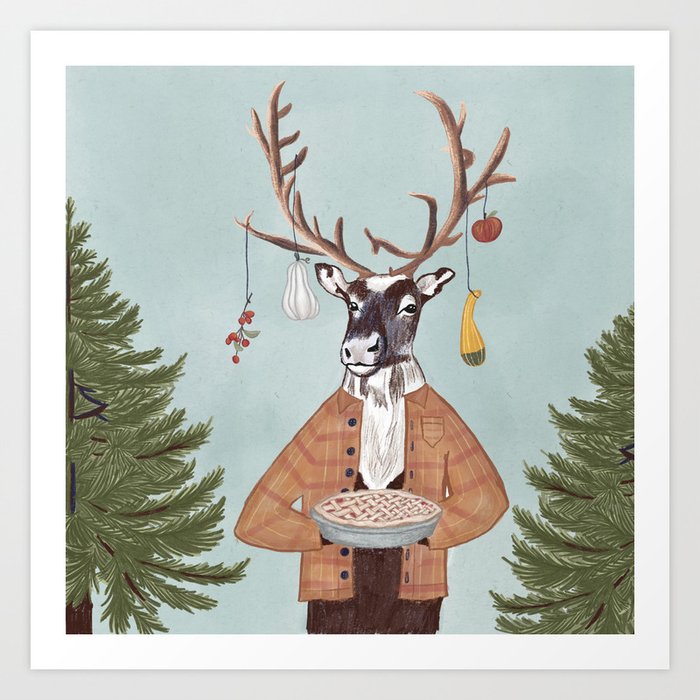 Thankful Reindeer Art Print