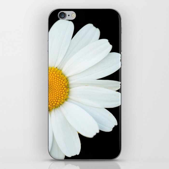 Hello Daisy - White Flower Black Background #decor #society6 #buyart iPhone Skin