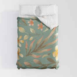 Muted Wild Flower Folk Garden Duvet Cover