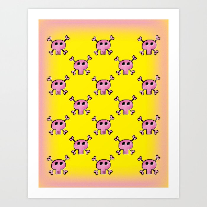 Pink Lemonade Punk Skulls Art Print