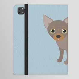 Chihuahua and Flowers Black Dog Blue iPad Folio Case