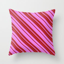 [ Thumbnail: Violet and Red Colored Striped Pattern Throw Pillow ]