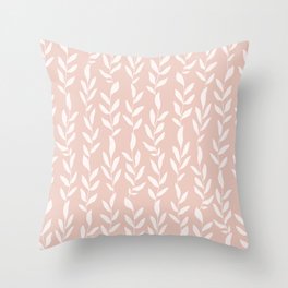 Blush Pink Minimal Plants Pattern Throw Pillow