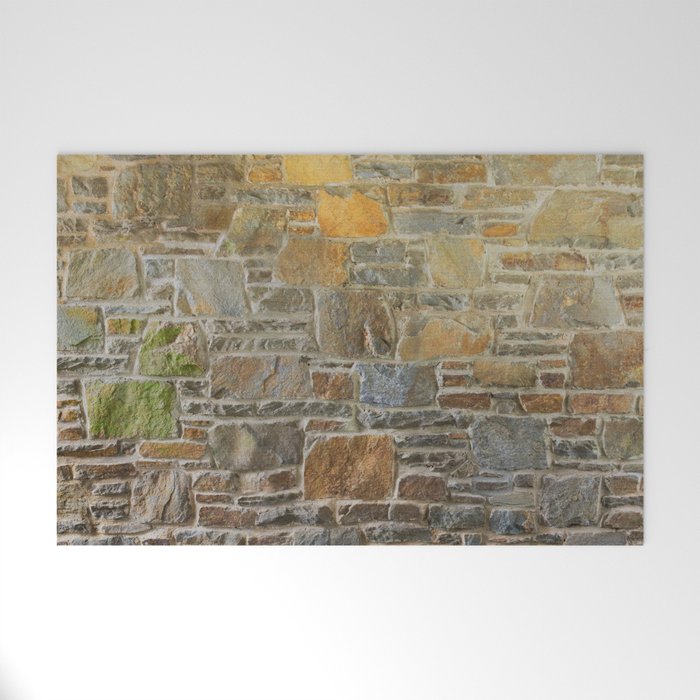 Avondale Brown Stone Wall and Mortar Texture Photography Welcome Mat