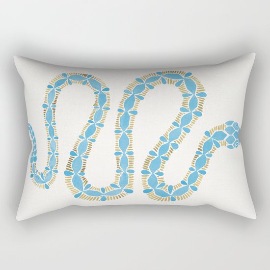Serpent – Cornflower Blue & Gold Rectangular Pillow