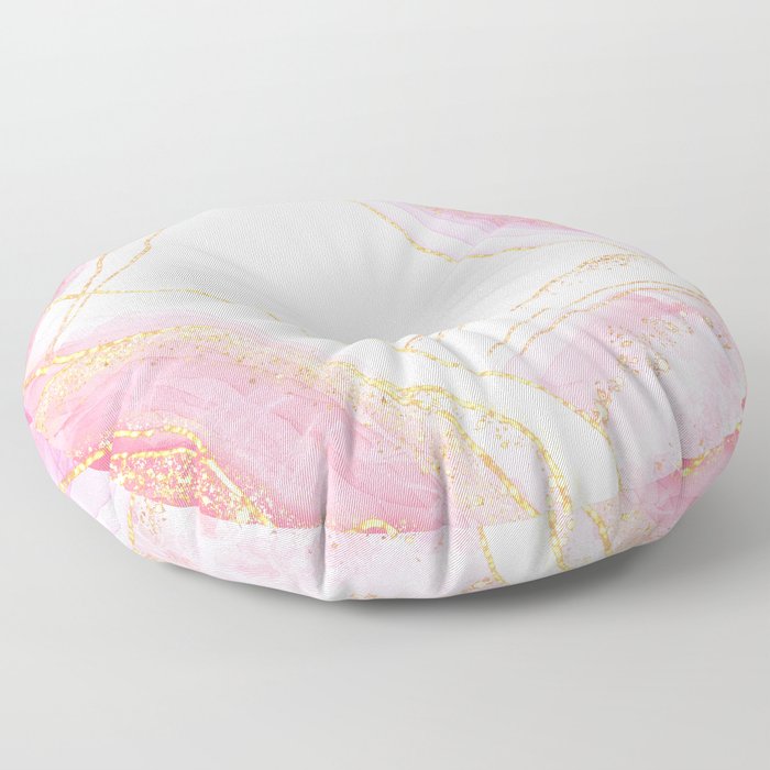 Abstract Gold And Pink Glamour Marble  Floor Pillow