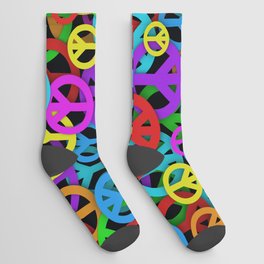 Rainbow Peace Signs #3 Socks