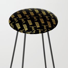 Dog Woof Quotes Black Yellow Gold Counter Stool