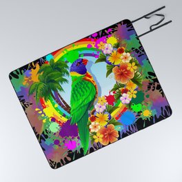 Rainbow Lorikeet Parrot Art Picnic Blanket