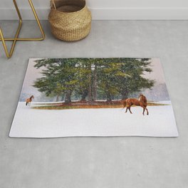Winter in Horse Country Rug | Animal, Photo, Nature, Painting 