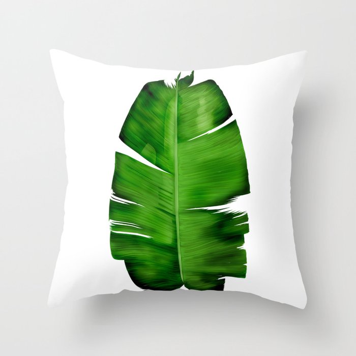 Banana Leaf Painting Throw Pillow