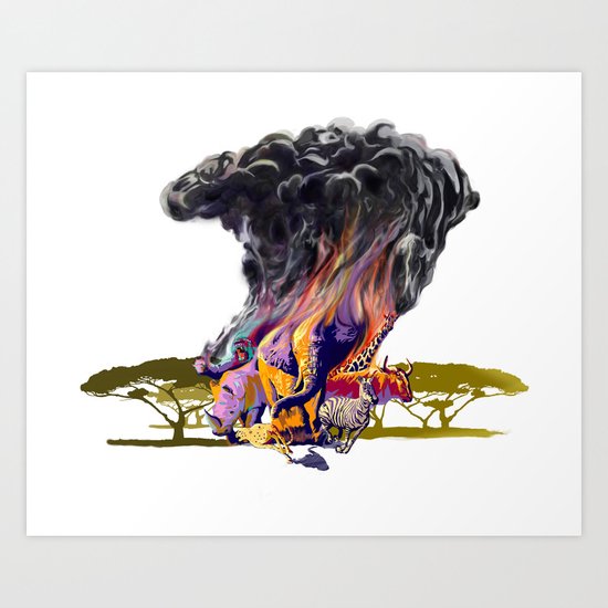Africa Up In Smoke Art Print