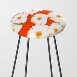 Modern White Peony Flowers On Red Counter Stool