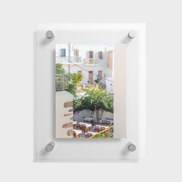 Mediterranean Greek Restaurant in the Sun | Summer Travel Photography in Greece, South of Europe | City View Floating Acrylic Print