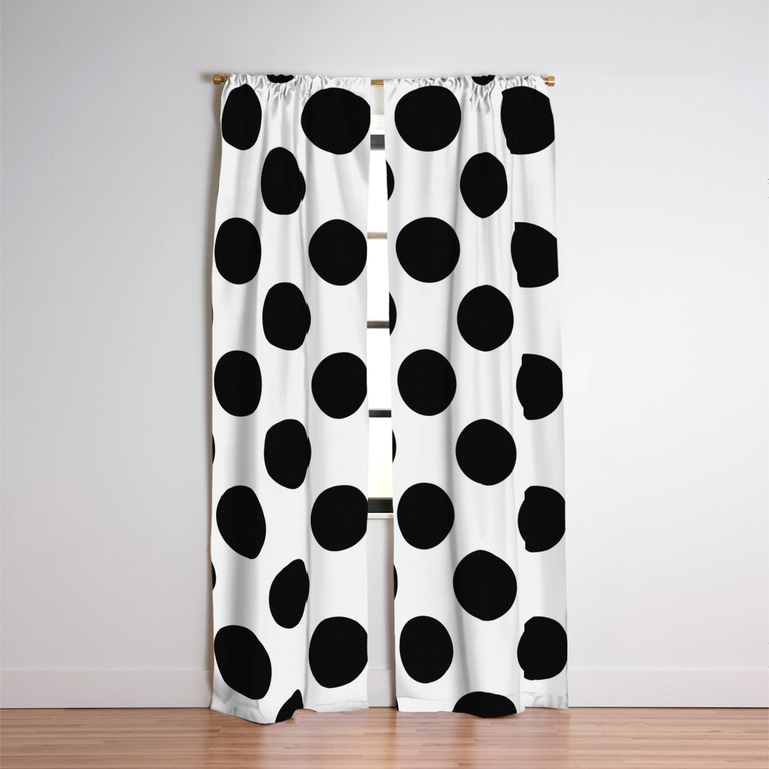 Black Large Polka Dots Pattern Blackout Curtain By