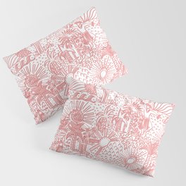 Polynesian Dancers Pink On White Scale Pillow Sham