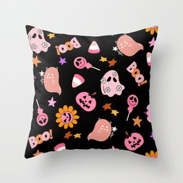 Pink Halloween Throw Pillow