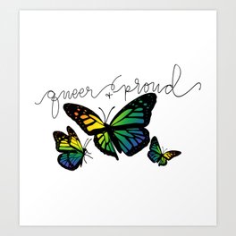 Pride Butterflies  Art Print | Bi, Flag, Ipad, Iphone, Butterfly, Pride, Queer, Rainbow, Digital, Drawing 