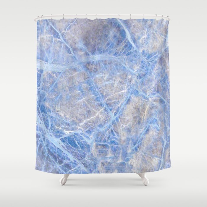 Blue Veined Grey Marble Shower Curtain, Blue Grey Marble Shower Curtain
