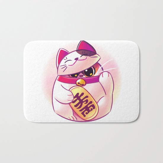 Shy Lucky Cat Bath Mat