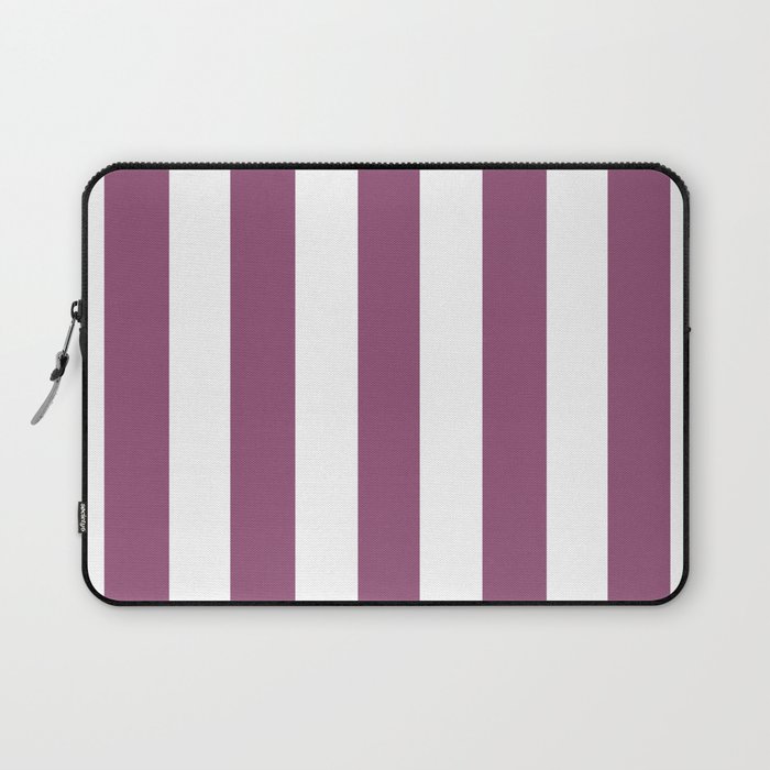 Sugar Plum violet - solid color - white vertical lines pattern Laptop Sleeve