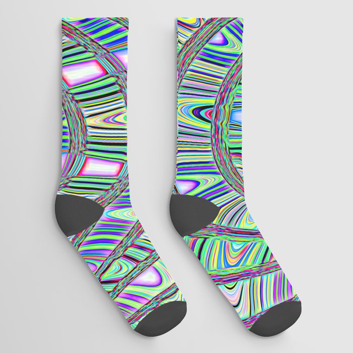 Sage Green And Pink Non-objective Abstract Socks