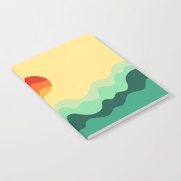 Gentle Rising Sun Over Ocean Waves Minimalist Abstract Nature Art In Warm Natural African Color Palette Notebook