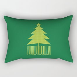 Merry Christmas - Green Christmas Tree Barcode Rectangular Pillow