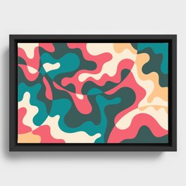 Swirling Waves Deconstructed Abstract Nature Art In Summer Beach Color Palette Framed Canvas